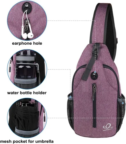 Vista 161 de Waterfly - Mochila cruzada tipo bandolera para viajes y caminatas, bolsa de pecho, Gris, talla única
