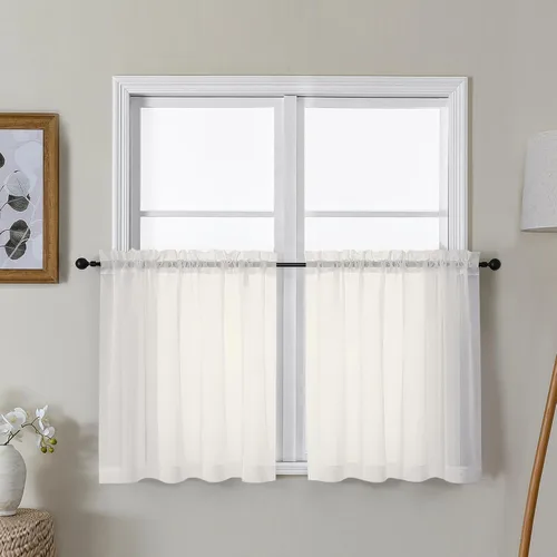 Vista 106 de Gwine Cortinas transparentes negras de 108 pulgadas de largo Negro
