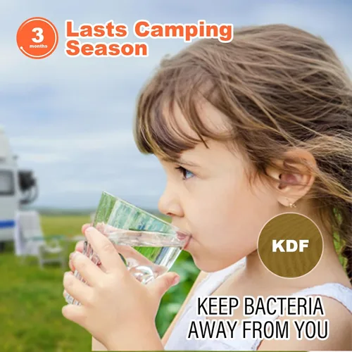 Vista 4 de WELLUCK Filtro de agua en línea para autocaravana que reduce el cloro y el olor, 2 paquetes de accesorios de filtro de manguera de agua para camping