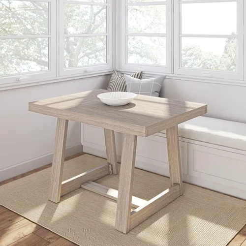 Vista 15 de Plank+Beam - Mesa de comedor de 48 pulgadas estilo granja, mesa de cocina rústica de madera maciza, mesa de comedor para el comedor, mobiliario