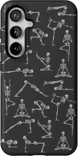 Vista 316 de Casely Funda para Galaxy S9 Postura de cadáver Yoga de esqueleto Diseño protector delgado esencial de doble capa