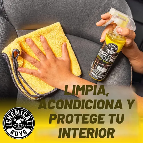 Vista 2 de Chemical Guys SPI_663_16 InnerClean Detallador y protector rápido de interiores (16 fl oz/473 ml), amarillo Spray-and-wipe detailer cleans and