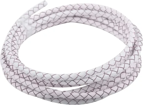 Vista 3 de 2 yardas 8.0mm Cordón redondo de cuero trenzado auténtico marrón antiguo para corbata de bolo