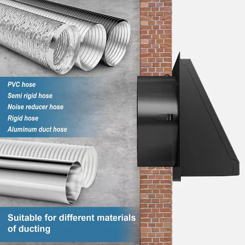 Vista 4 de Hon&Guan Cubierta de ventilación de secadora de 4 pulgadas para exterior con malla extraíble, extractor de ventilación de pared con solapa