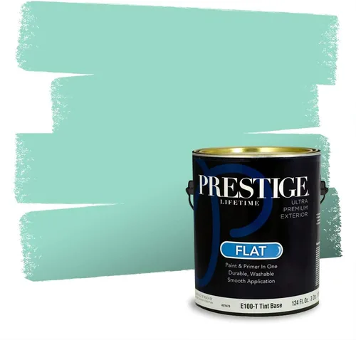 Vista 90 de Prestige Paints - Pintura exterior e imprimación en uno, 1 galón, plano, compatibilidad comparable con el color menta «Whipped Mint» de Behr
