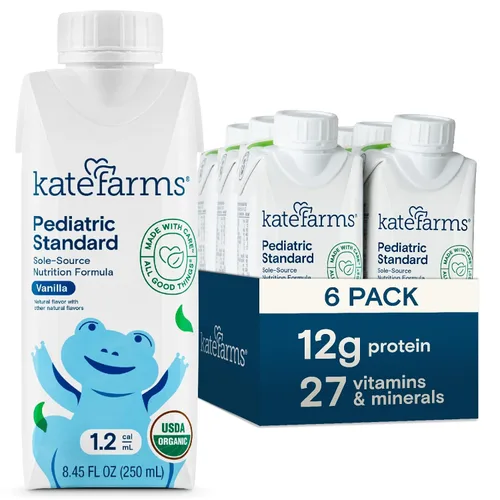 Vista 11 de KATE FARMS - Batido de nutrición pediátrica orgánica de chocolate alto en calorías 1.2, 12g de proteína, 27 vitaminas y minerales, reemplazo