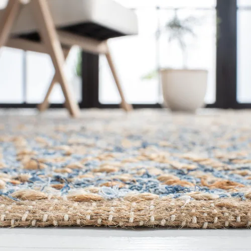 Vista 3 de Safavieh - Colección Cape Cod CAP350A, tapete tejida a mano en algodón natural y azul, Yute