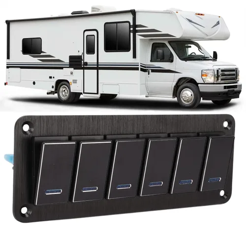 Vista 5 de Panel de interruptor de palanca impermeable de 6 cuadras, panel de interruptor de palanca impermeable de 6 cuadras, DC12V a 24V 3PIN luz de fondo