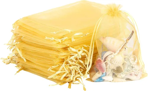 Vista 18 de 100 bolsas de organza – Bolsas de joyería de 4 x 6 pulgadas con cordón, malla negra para embalaje de regalo, fiesta, boda, festivo