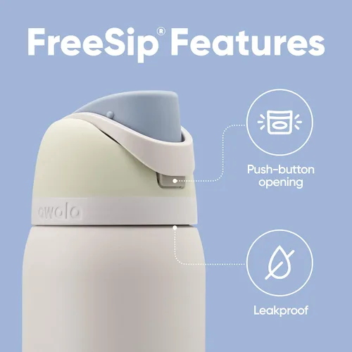 Vista 4 de Owala FreeSip - Paquete de botella de agua aislada de acero inoxidable con funda de silicona (32 onzas)