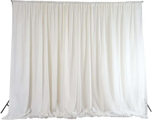 Vista 6 de Efavormart - Telón de fondo de gasa de poliéster de doble capa marfil de 20ftx10ft con bolsillos para barra Efavormart