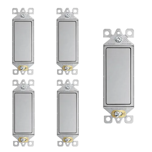 Vista 18 de Elegrp Interruptor de luz, 3 vías, 15 amperios, 120-277 voltios, reemplazo de pared de paleta basculante, corriente alterna, autopuesta a tierra
