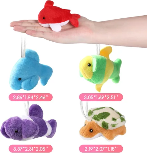 Vista 6 de Paquete de 30 mini juguetes de peluche de animales del océano a granel, lindos animales de peluche de criaturas marinas, decoración de llavero
