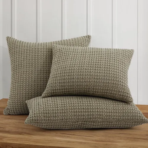 Vista 3 de Levtex Home - Mills Waffle Taupe - Almohada decorativa (12 x 24 pulgadas) - Waffle - Taupe
