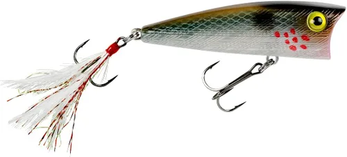 Vista 2 de Rebel Señuelo de pesca Pop-R con plumas Topwater Popper azul Candy