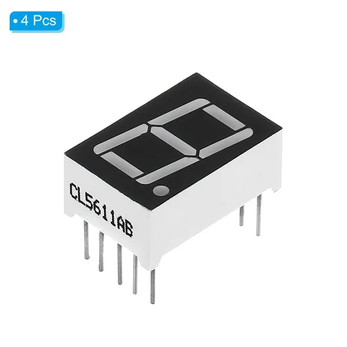 Vista 3 de PATIKIL Tubo digital con pantalla LED, paquete de 4 módulos de pantalla LED de cátodo común de 10 pines, 1 bit, 7 segmentos, 0.7 x 0.5 x 0.3