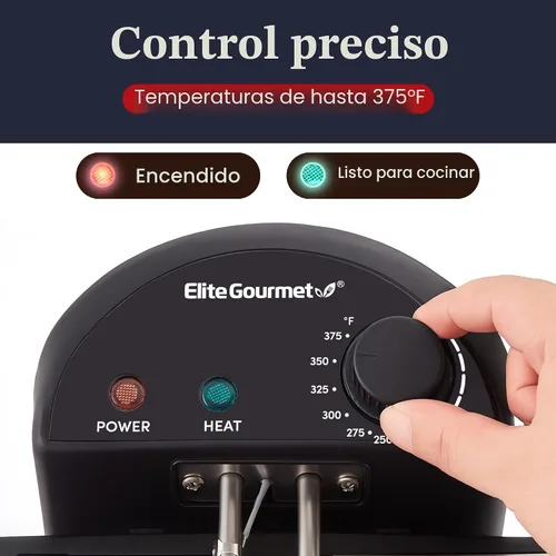 Vista 6 de Elite Gourmet EDF475 - Freidora profunda, 1700 vatios, 4.2 cuartos de galón, acero inoxidable