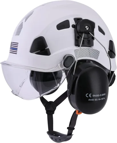Vista 11 de Safety Helmet Hard Hat with Visor and Hearing Protection Vented ANSI Z89.1 Approved Work Helmet for Forestry Chainsaw Arborist Logging Helmet