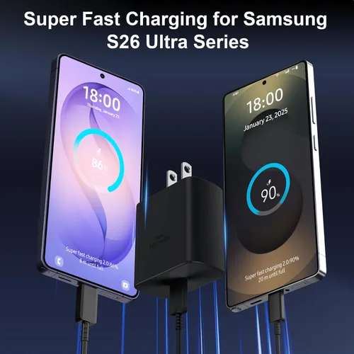 Vista 5 de Cargador USB C súper rápido de 45 W, cargador tipo C, bloque de carga rápida para teléfono Android con cable de carga tipo C de 3 pies para Samsung