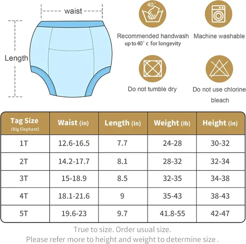 Vista 6 de BIG ELEPHANT Potty Training Underwear - 10 Pack, 100% Cotton Absorbent Unisex Toddler Pee Pants for Boys Girls