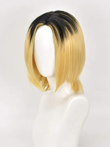 Vista 2 de XiongXiongLe Peluca de Halloween, cosplay, anime, Kozume Kenma, juego de rol, disfraz negro dorado, gorra de peluca para hombre y adulto, fiesta