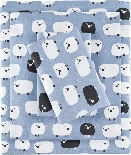 Vista 26 de Woolrich - Juego de sábanas de algodón con estampado de dijes de cabaña, sábanas de franela 100% algodón, juego de ropa de cama cálido y mullido