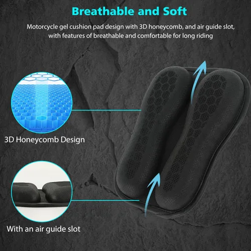 Vista 3 de SUNPIE Cojín de Asiento de Motocicleta Pequeña Cubierta de Gel Almohadilla Plegable Universal Estructura de Panal 3D Cojín de Asientos