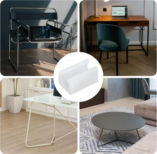 Vista 7 de 24 protectores de patas de silla, abrazadera rectangular de plástico para muebles en forma de U, clips de patas de silla de 0.472 in, protector