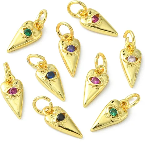 Vista 23 de Ipotkitt - 20 piezas de dijes de cobre con circonita cúbica micropavé en forma de flor con anillo de salto, dijes con forma de planta y flor