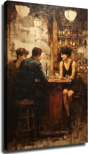 Vista 13 de CIDLNMY Póster de lienzo de la época de la Prohibición Speakeasy, póster vintage de la vida nocturna de los años 1920, arte de pared para salón