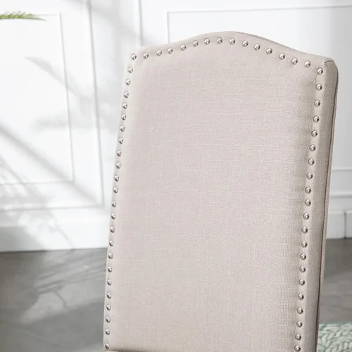 Vista 11 de Juego de 2 sillas de comedor tapizadas modernas y elegantes para cocina Beige
