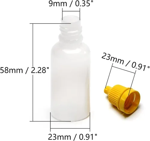 Vista 3 de Othmro 20 botellas de plástico de polietileno de 0.5 onzas, botellas cuentagotas de ojo de laboratorio de 0.0 fl oz, botellas con gotero líquido
