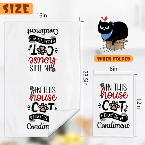 Vista 3 de Bonsai Tree Juego de 4 toallas de cocina para gatos, regalos para amantes de los gatos para mamá y mujer, lindos y divertidos paños de cocina