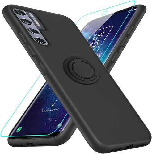 Vista 9 de Para Ulefone Note 16 Pro Funda De Teléfono Con Protector De Pantalla De Vidrio, Soporte De Anillo Giratorio De 360 ° Soporte Magnético De Silicona