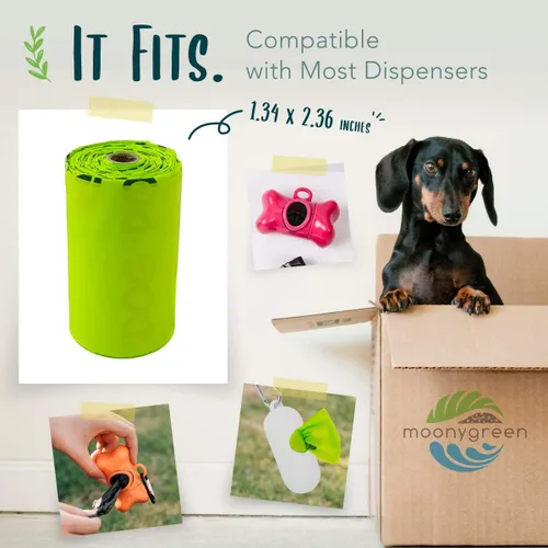 Vista 3 de 60 bolsas compostables para excrementos de perro, extragruesas, a prueba de fugas, sin perfume, ecológicas, 9 x 13 pulgadas