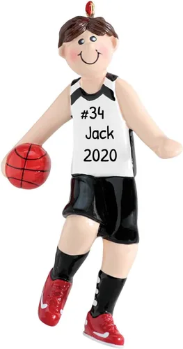 Vista 5 de Elves - Adorno de baloncesto personalizado 2025 – Adornos de Navidad afroamericanos para árbol de Navidad personalizados para niños