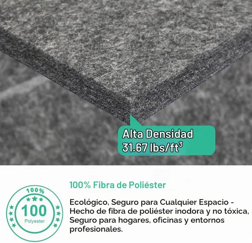 Vista 5 de Paneles de pared acústicos Durbles - Azulejos de cancelación de ruido para estudio en casa y oficina - Insonorización de calidad - Paneles de espuma