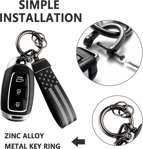 Vista 5 de Kit de llavero de automóvil, llavero de anillo en D antipérdida, giratorio de 360 grados con destornillador, adecuado para hombres y mujeres