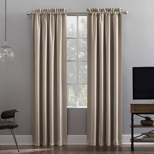 Vista 13 de Sun Zero Oslo Panel de cortina de calidad de teatro con bolsillo para varilla totalmente opaca, 52 x 63 pulgadas, negro
