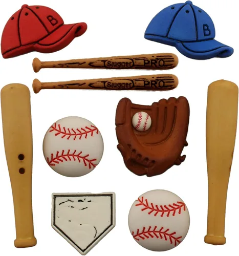 Vista 3 de Varios botones deportivos – Juego de más de 50 piezas para costura, álbumes de recortes y manualidades – fútbol, béisbol, fútbol, golf y esquí