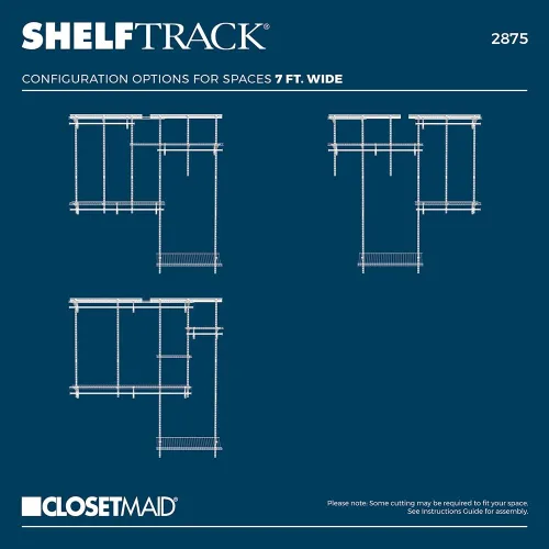 Vista 6 de ClosetMaid ShelfTrack - Sistema organizador de alambre para armario, ajustable de 5 a 8 pies, con estantes, barras de ropa, estante para zapatos