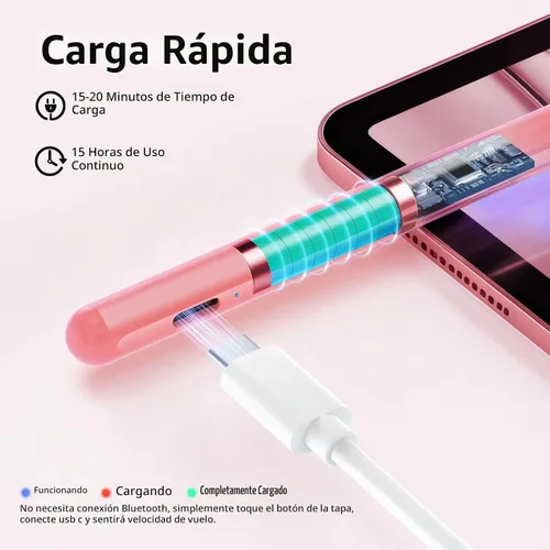 Vista 3 de Lápiz óptico para iPad 6-11ª generación 2X carga rápida, rechazo de palma Rosa
