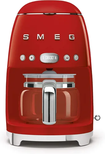 Vista 11 de Smeg Cafetera de goteo estética de estilo retro de los años 50 con jarra de vidrio de 10 tazas, función de arranque automático, plato para mantener