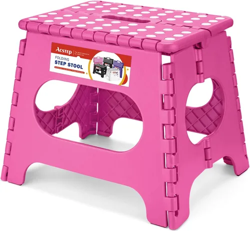 Vista 36 de ACSTEP Taburete plegable de 9 pulgadas, capacidad de 300 libras, taburetes plegables de plástico para niños y adultos, taburete plegable adecuado