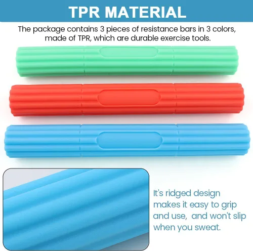 Vista 3 de 3 barras de resistencia flexibles, obstrucción de torsión, agarre de mano, barras de resistencia para golfistas, tendinitis en codo, muñeca