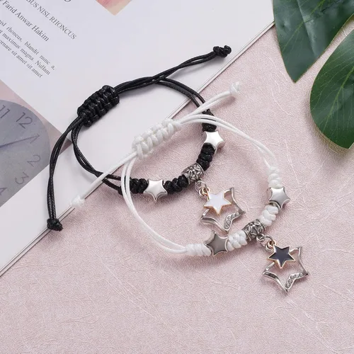Vista 6 de Aesnefe Pulseras para parejas para 2 personas Pinky Promise a juego para parejas, regalos de relación de larga distancia para novio, aniversario