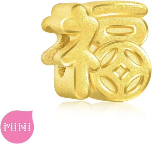 Vista 5 de CHOW SANG SANG 999 24K Solid Gold Mini Charm Lucky Chinese Character Blessing Charm Bracelet for Women 93082C