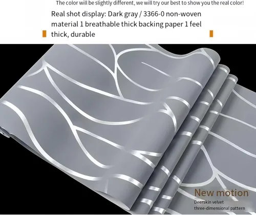 Vista 2 de Papel pintado no tejido con patrón geométrico nórdico de líneas modernas, simple y elegante para sala de estar, fondo para televisión, decoración