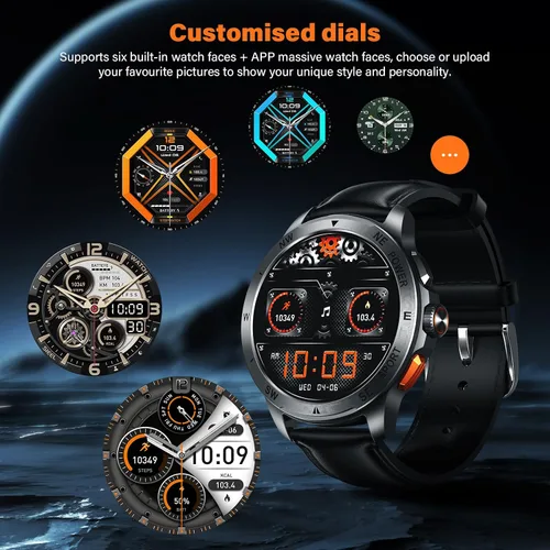 Vista 7 de Relojes inteligentes para hombre para responder/hacer llamadas, reloj AMOLED de fitness de 1.43 pulgadas con monitor de presión arterial/frecuencia