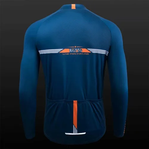 Vista 7 de ROTTO Camiseta de ciclismo para hombre, manga larga, línea simple, serie